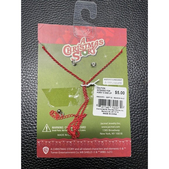 A Christmas Story Red Necklace Ralph Pendant & Round Stud Earring Set - Picture 2 of 2